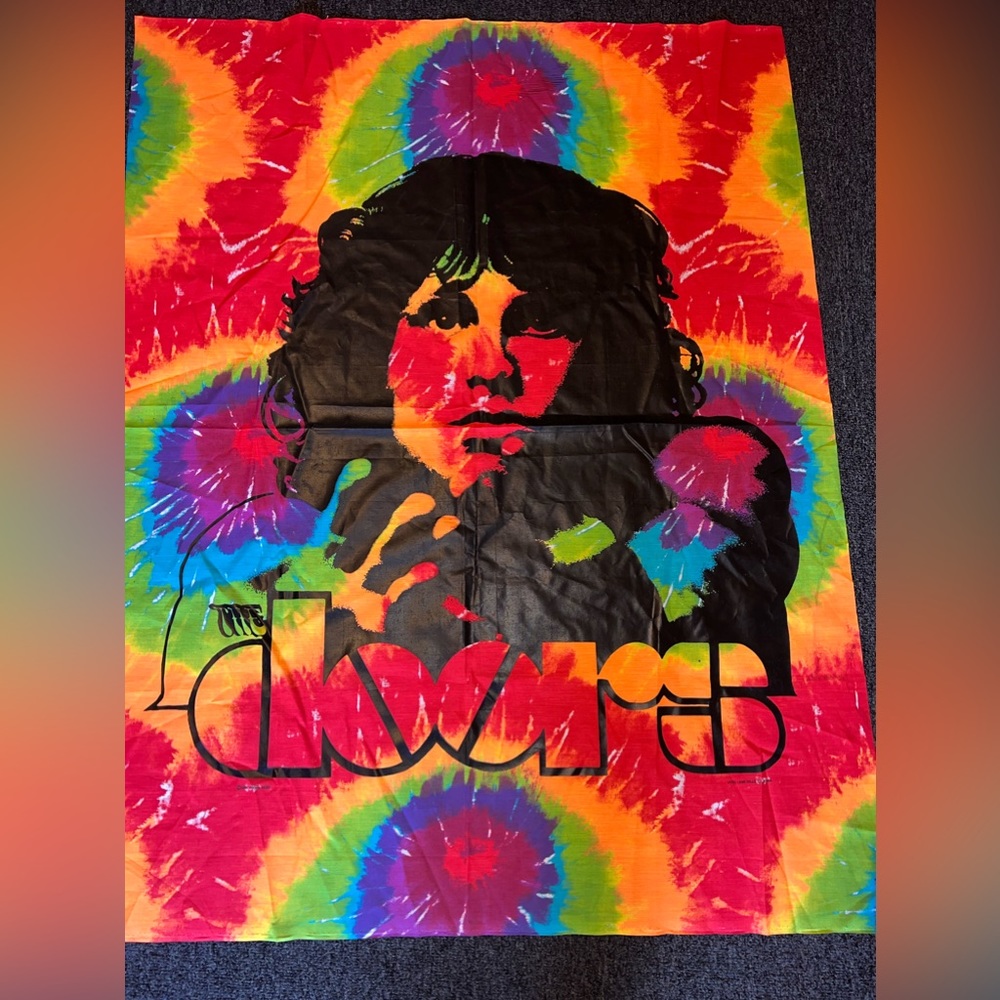 Vintage The Doors Jim Morrison Fabric Tapestry Wall Hanging Art Cloth Year 1991